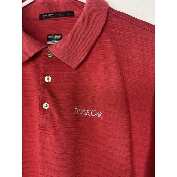Nike Golf Tiger Woods Collection Polo Shirt Dri Fit Red Striped Mens Size XL - Picture 3 of 16